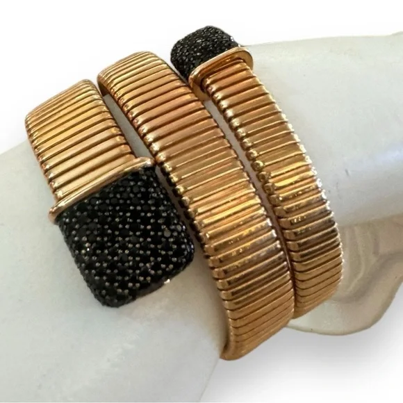 Bronze Milor Italy Black CZ Rose Gold Wrap Bracelet